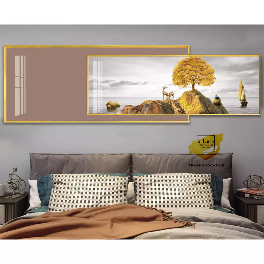 Bức tranh AZ2-0158-MICA trên tường phòng ngủ
