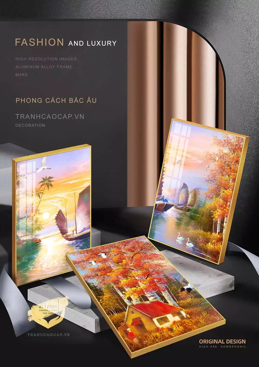 Bức tranh AZ3-0461 với khung tranh nhôm