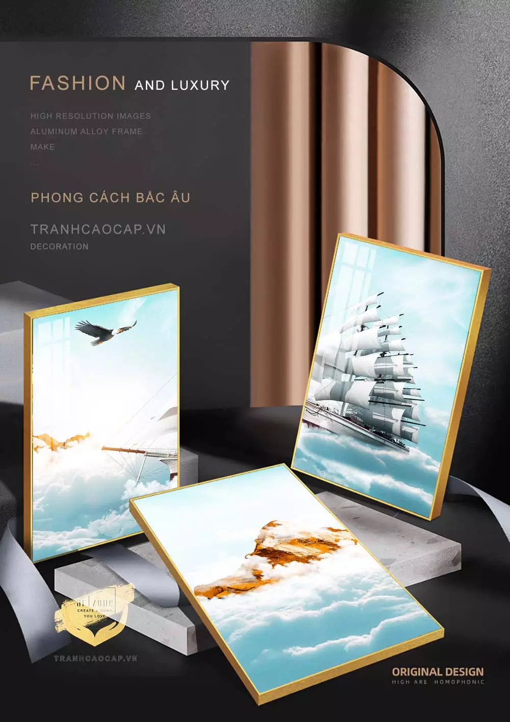 Phòng khách hiện đại với tranh Mica