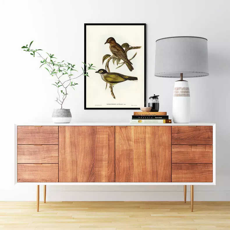 Tranh chim Sphecotheres - Vẻ đẹp tự do và thanh lịch Tranh chim Sphecotheres trang trí phòng khách