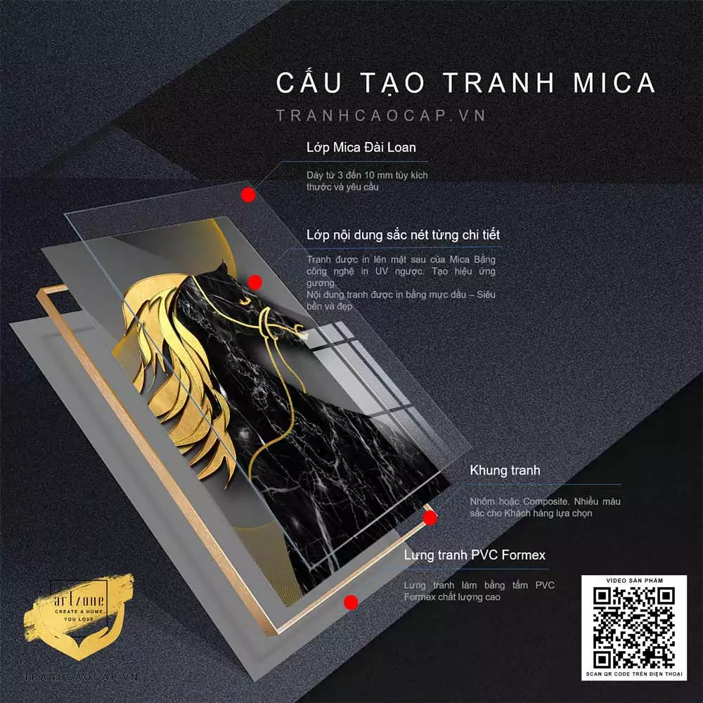 Tranh Hạc Ma Mica AZ1-0758 - Vẻ đẹp tinh tế và huyền bí