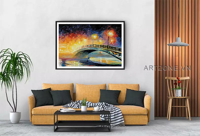 Màu sắc hài hòa trong tranh Canvas Sơn Dầu Mica Cầu Củ