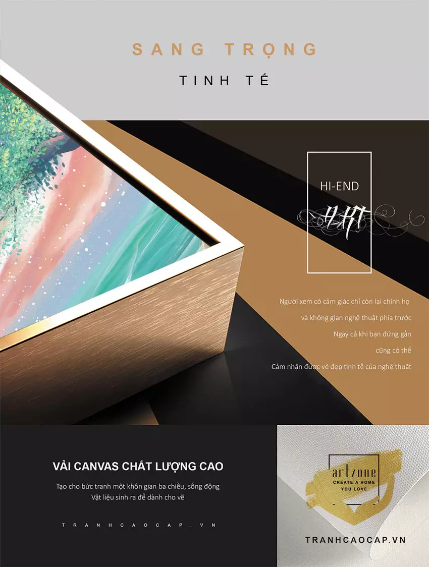 Tranh Chì Bì Sáng Trọng với khung tranh composite tinh tế
