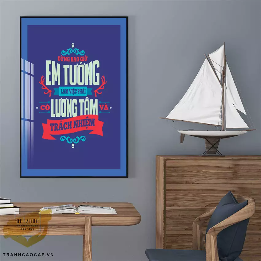 Kích thước tranh cân xứng không gian Tranh trang trí phòng làm việc