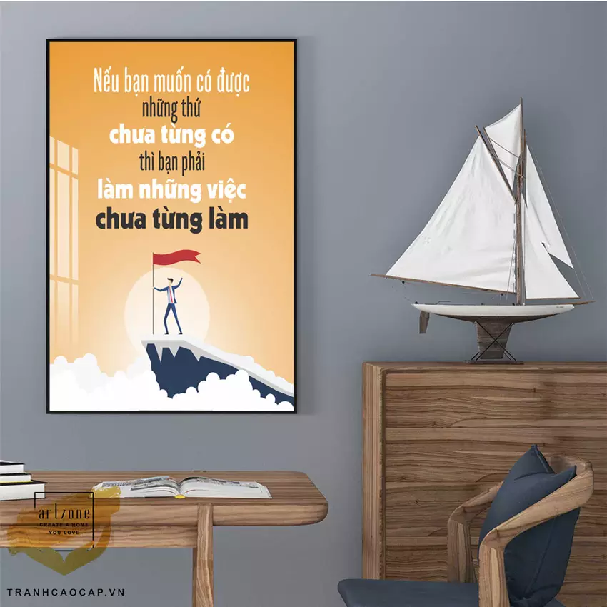 Vị trí treo tranh Mica Động Lực AZ1-1259 ngang tầm mắt