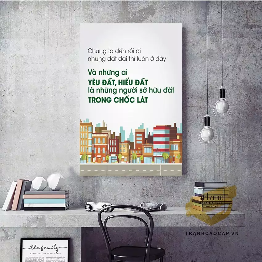 Không gian làm việc tràn đầy cảm hứng với tranh slogan mica