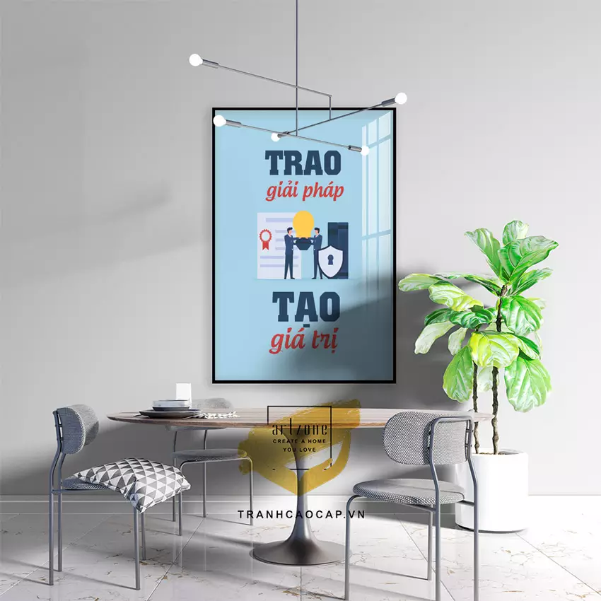 Treo tranh đúng vị trí giúp tạo sự cân đối cho không gian
