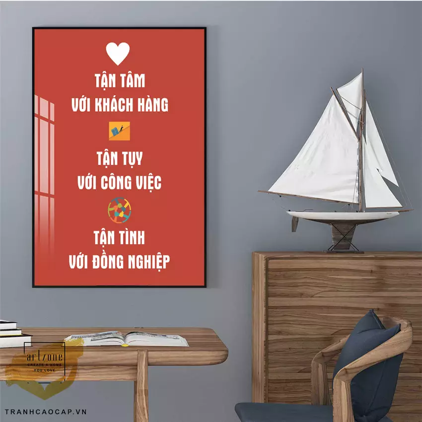 Tranh Động Lực Lửa trong không gian phòng làm việc