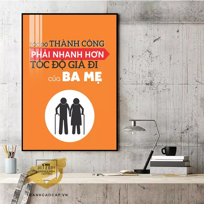 Tranh động lực treo tường kích thước phù hợp