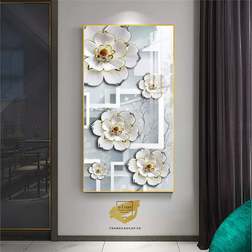 Tranh hoa lá bóng gương cao cấp AZ1-1811