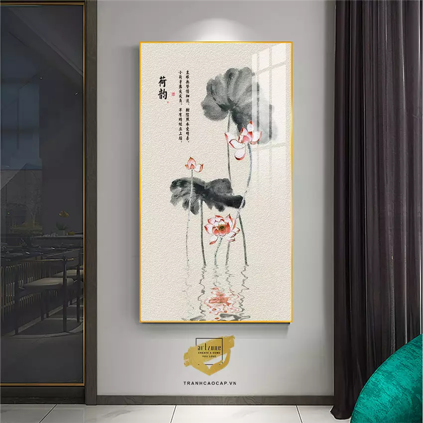 Tranh Mica Hoa Sen bóng gương AZ1-1935