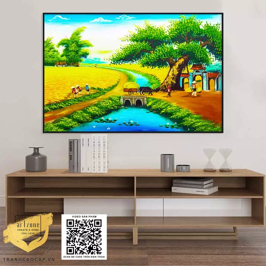 Tranh làng quê tạo không gian ấm cúng