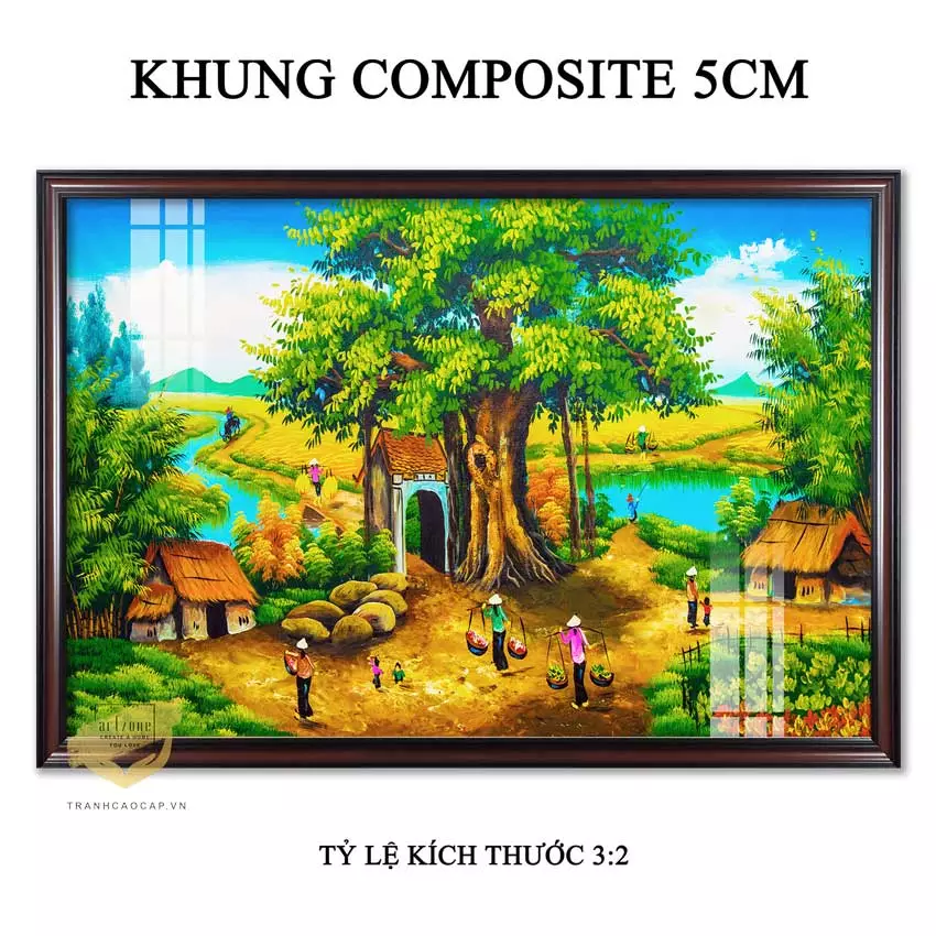 Chi tiết tranh Làng Quê Việt Nam chất liệu Mica cao cấp