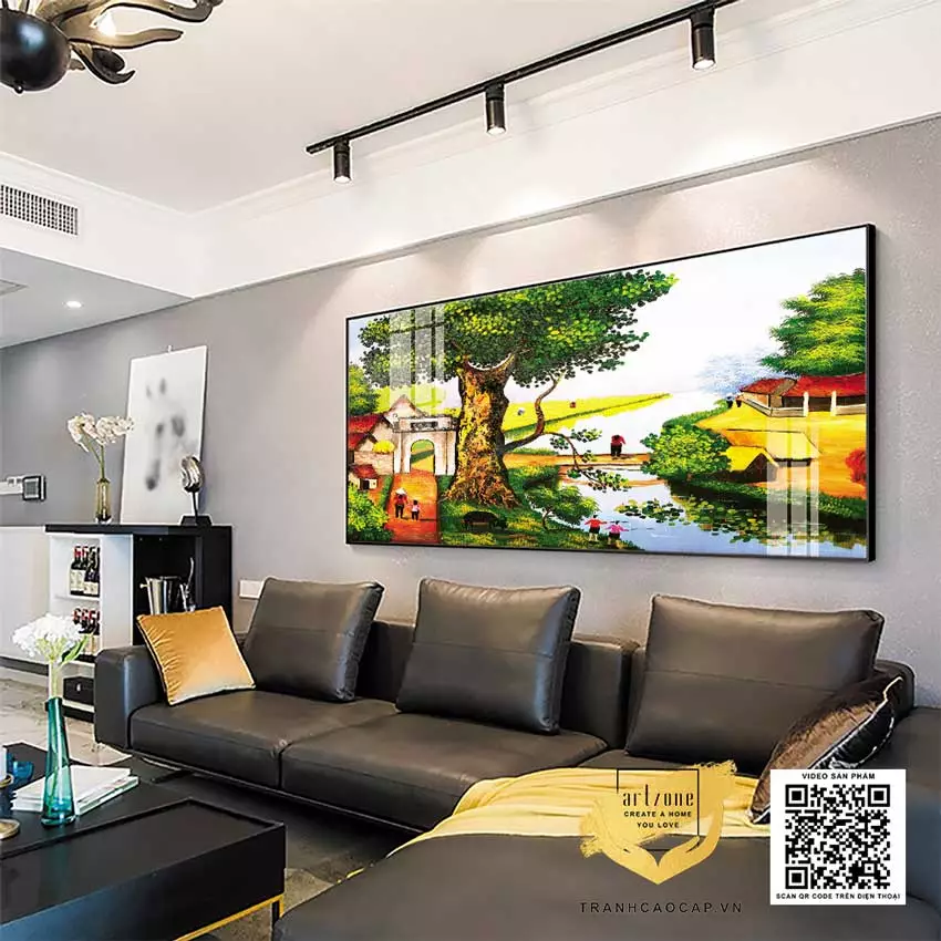 Treo tranh phía trên sofa
