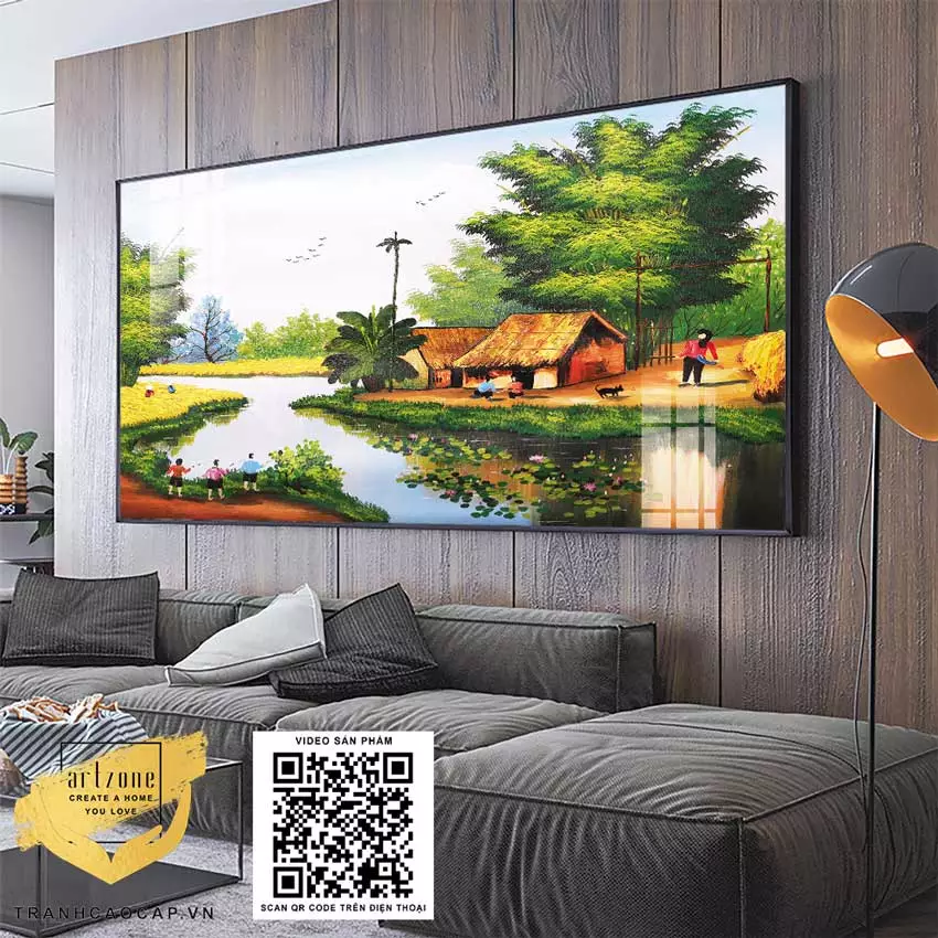 Tranh Làng Quê Việt Nam Nhẹ Nhàng AZ1-0156-MICA