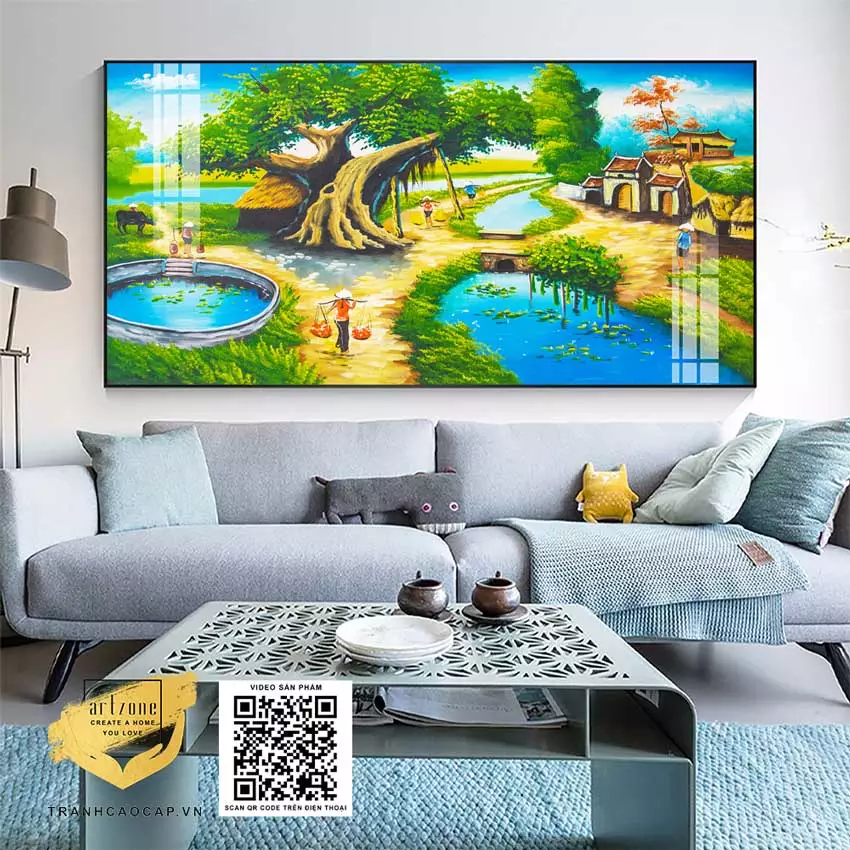 Tranh làng quê Việt Nam khung Composite