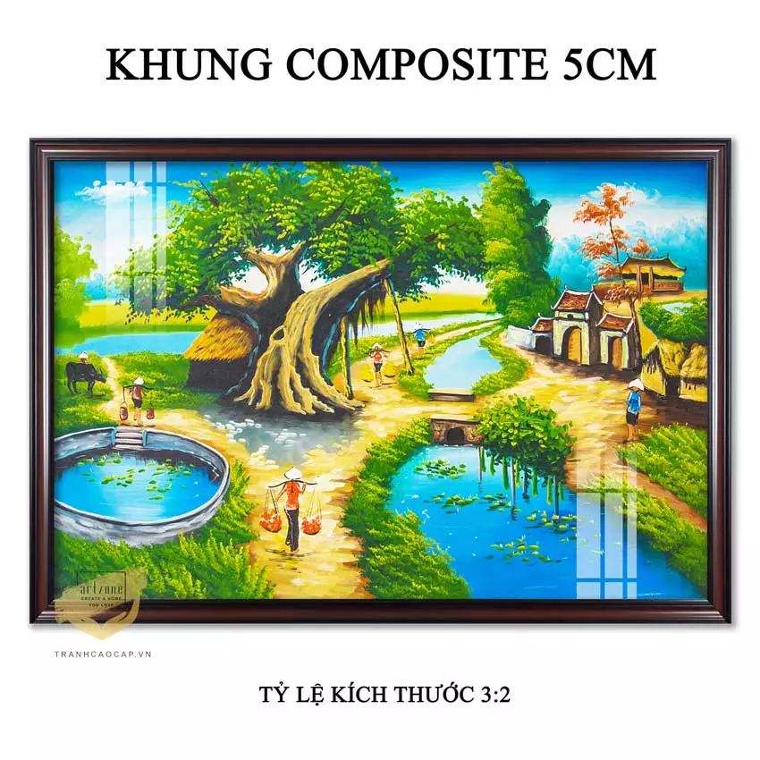 Tranh làng quê Việt Nam treo cầu thang