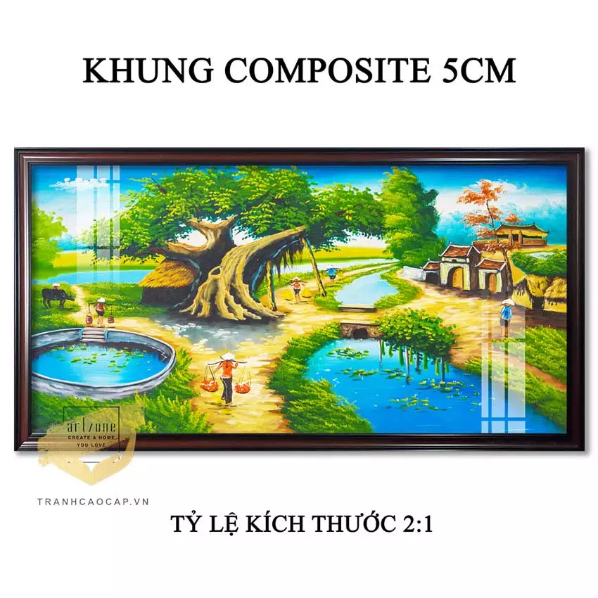 Tranh làng quê Việt Nam treo hành lang