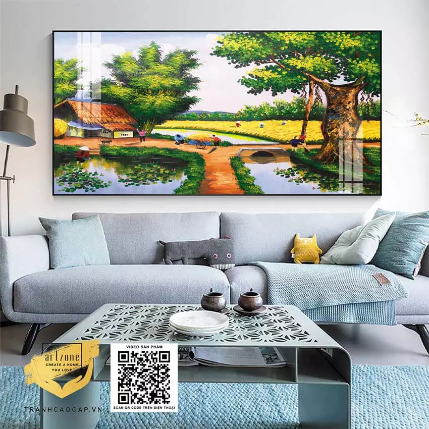 Tranh Làng Quê Việt Nam trong không gian phòng ăn