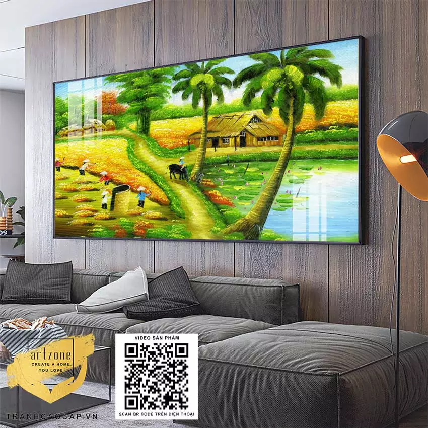 Tranh làng quê Việt Nam chất liệu Mica