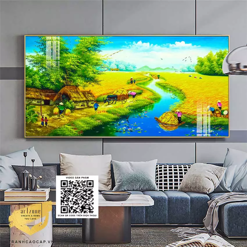 Tranh làng quê Việt Nam trong không gian nội thất