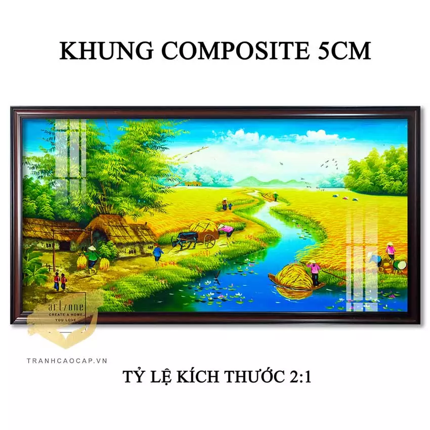Trang trí phòng khách với tranh làng quê