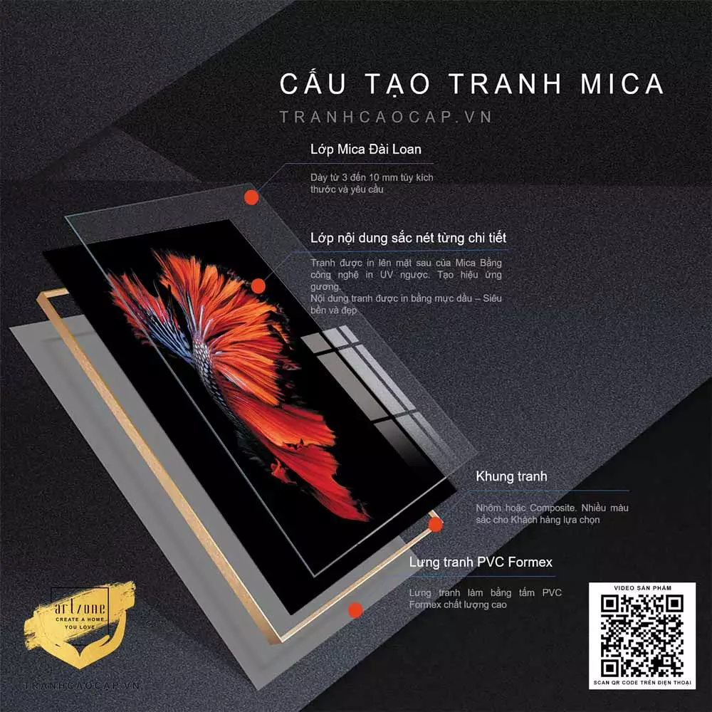 Tranh động vật mica sắc đỏ