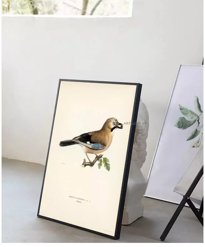 Tranh chim Jay Garrulus glandarius kích thước lớn trong phòng khách