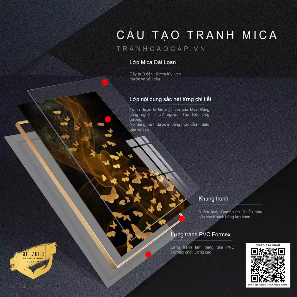 Tranh đàn bướm vàng hoàng kim bay giữa ngàn hà