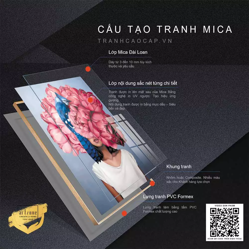 Tranh chân dung thiếu nữ mica hiện đại