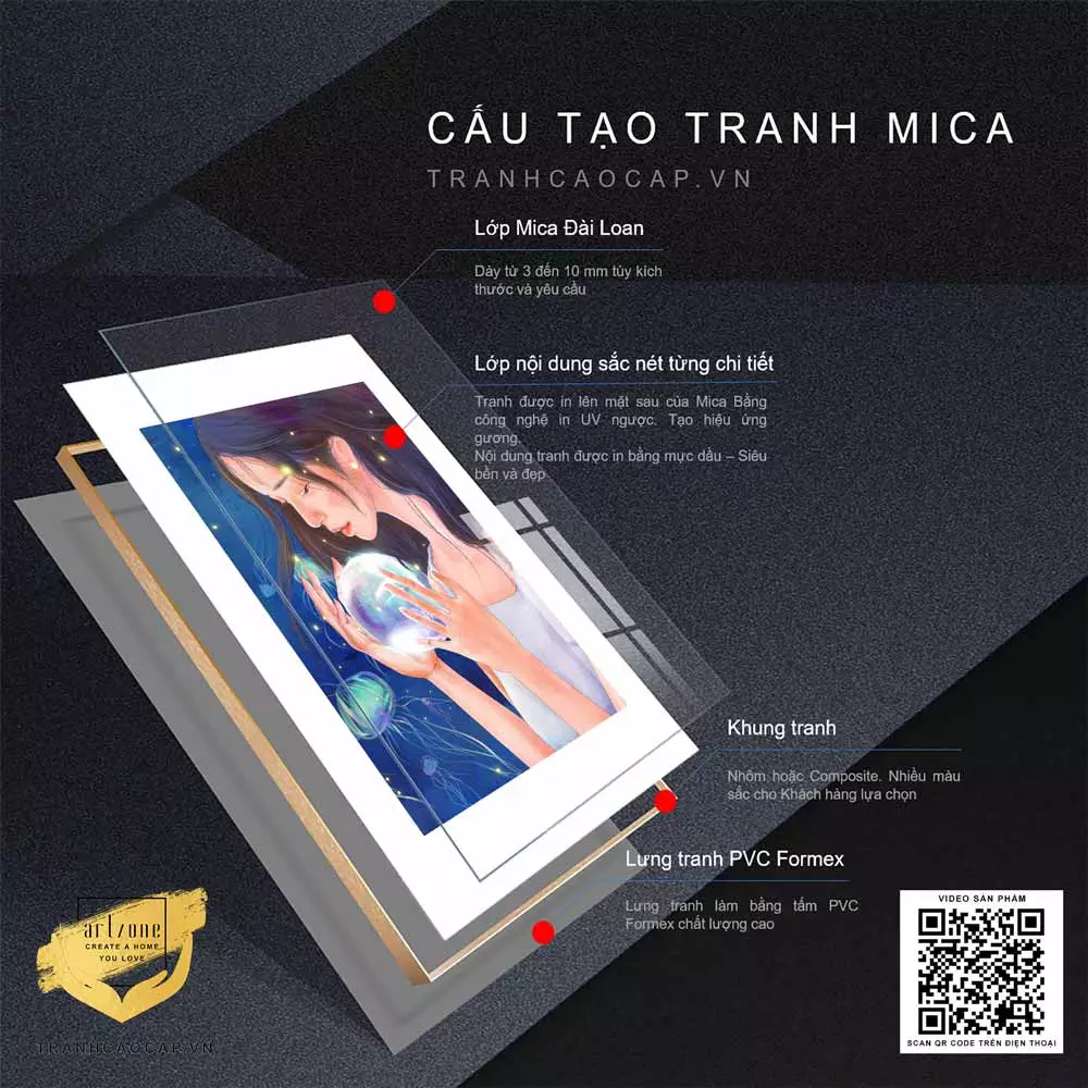 Tranh chân dung thiếu nữ Mica AZ1-0881