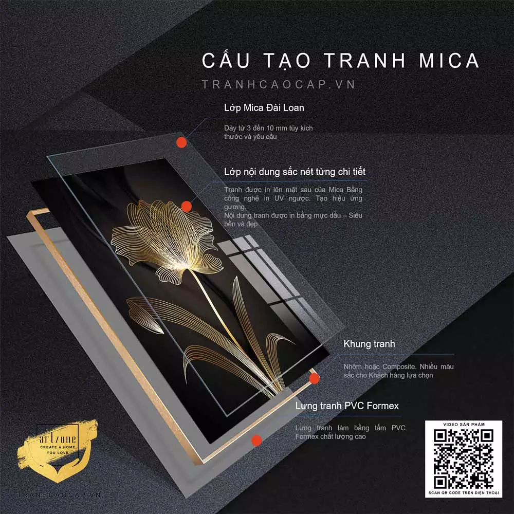 Tranh hoa lá mica AZ1-0819
