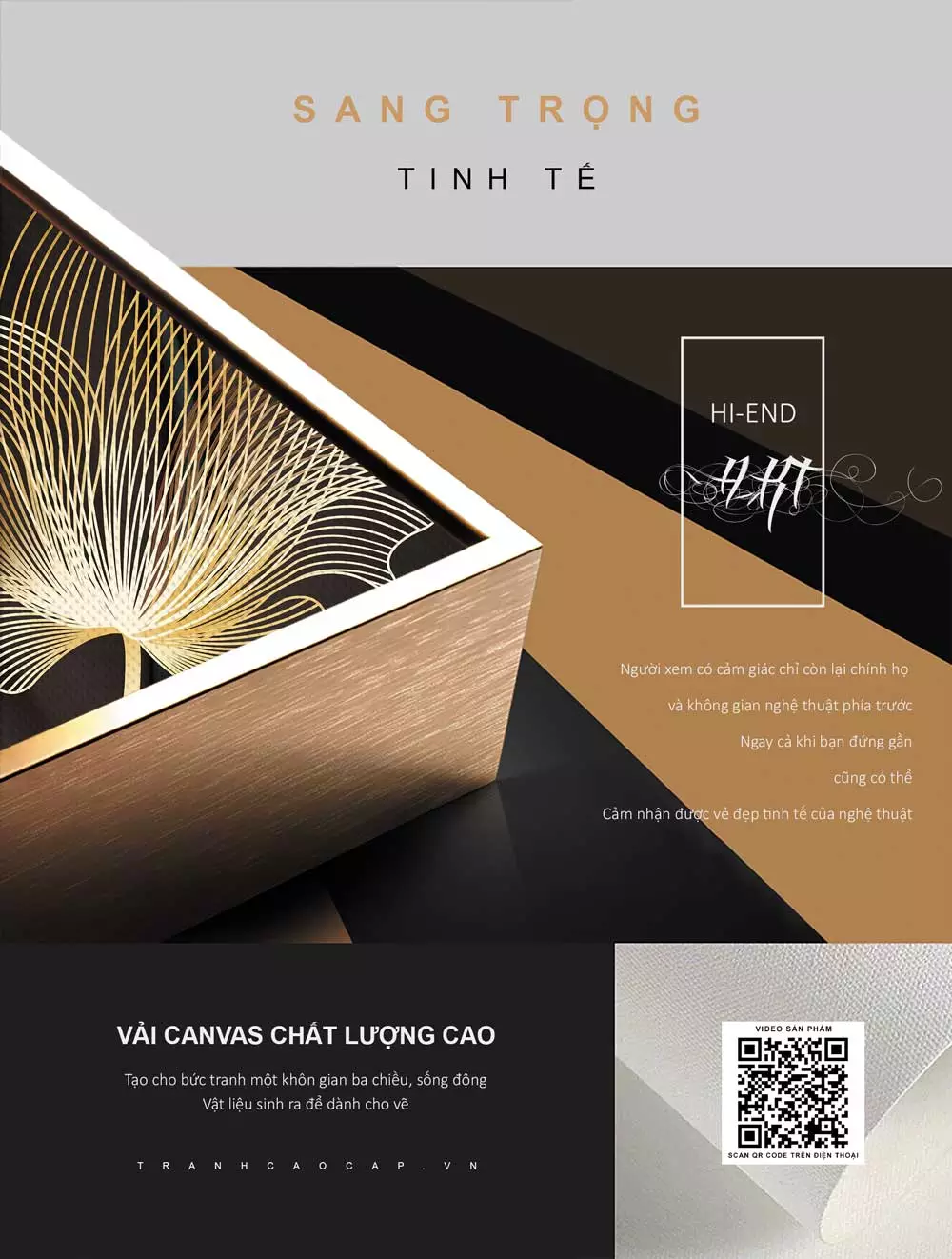 Tranh mica hoa lá vàng hoàng kim