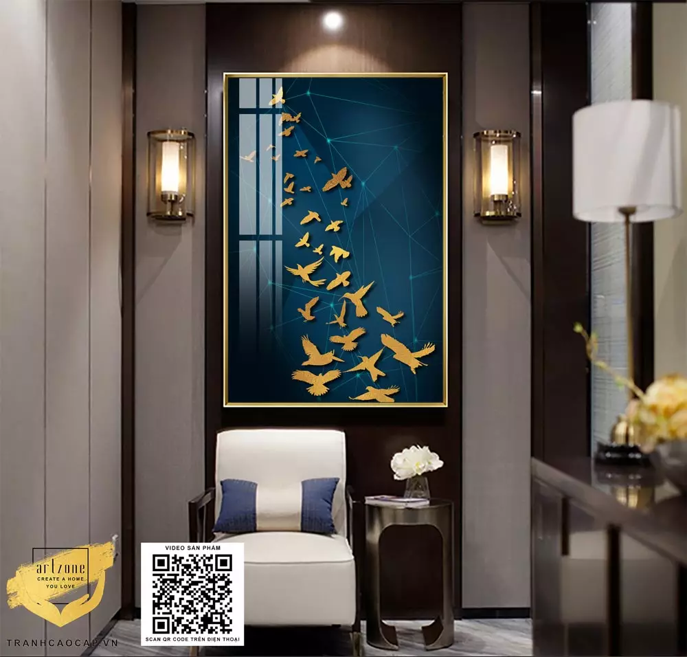 Vị trí treo tranh chim di cư lý tưởng trong phòng khách