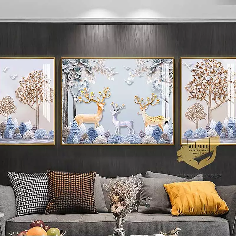 Kết hợp tranh Mica với nội thất phòng khách