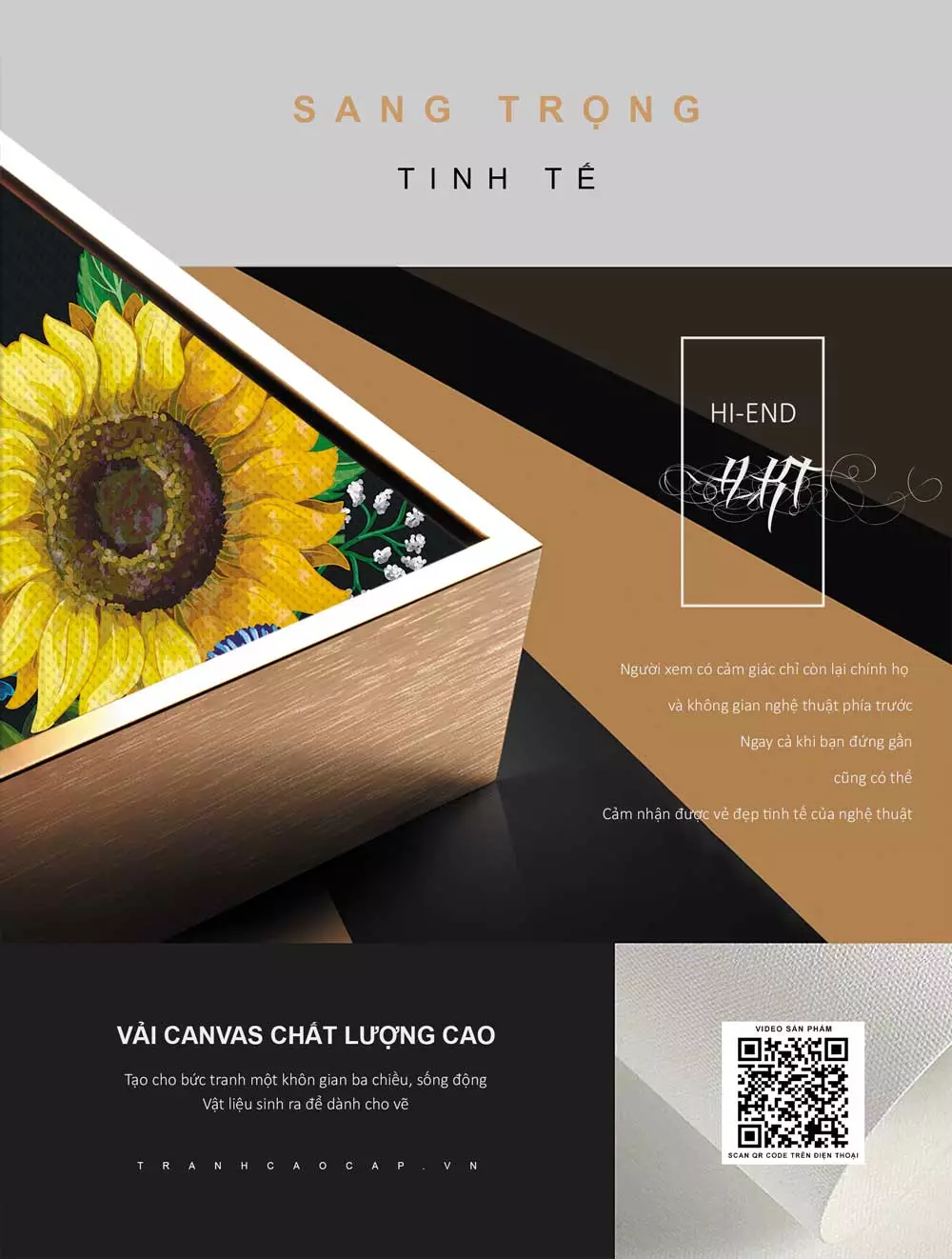 Chi tiết tranh hoa hướng dương trên chất liệu mica