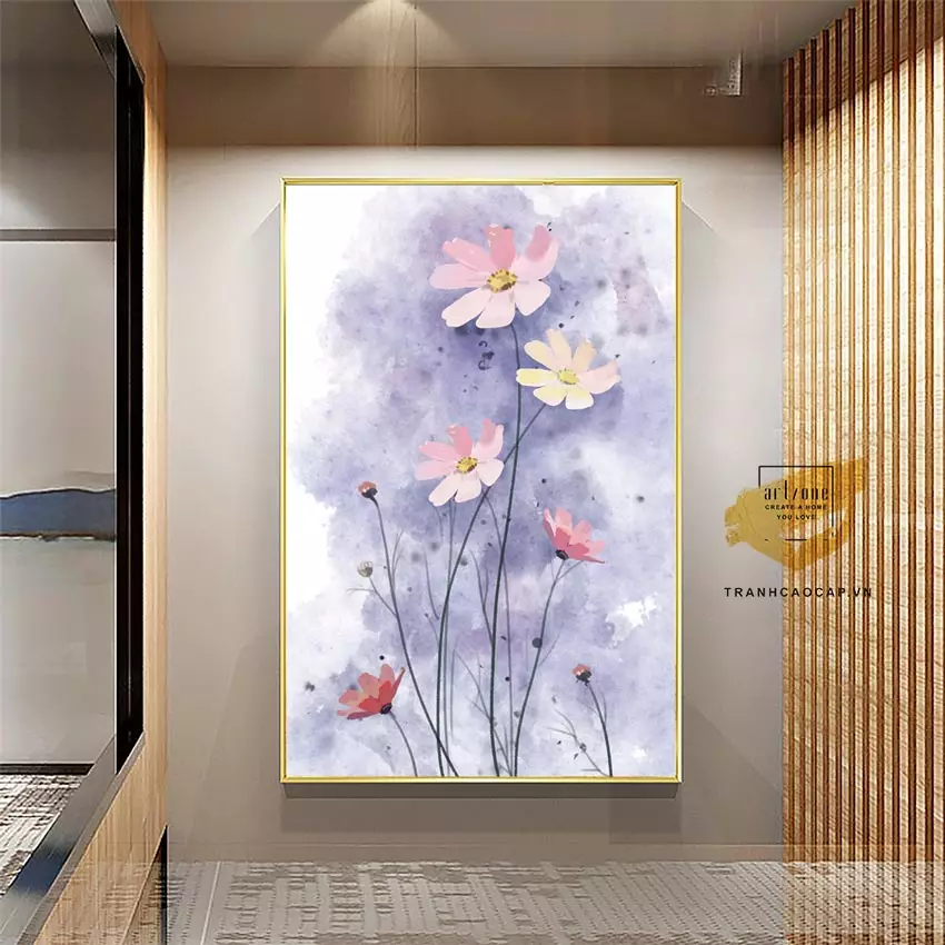 Tranh mica hoa lá với màu sắc tươi sáng