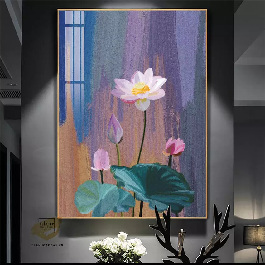 Chủ đề tranh hoa lá mang lại sự thư thái cho phòng ngủ