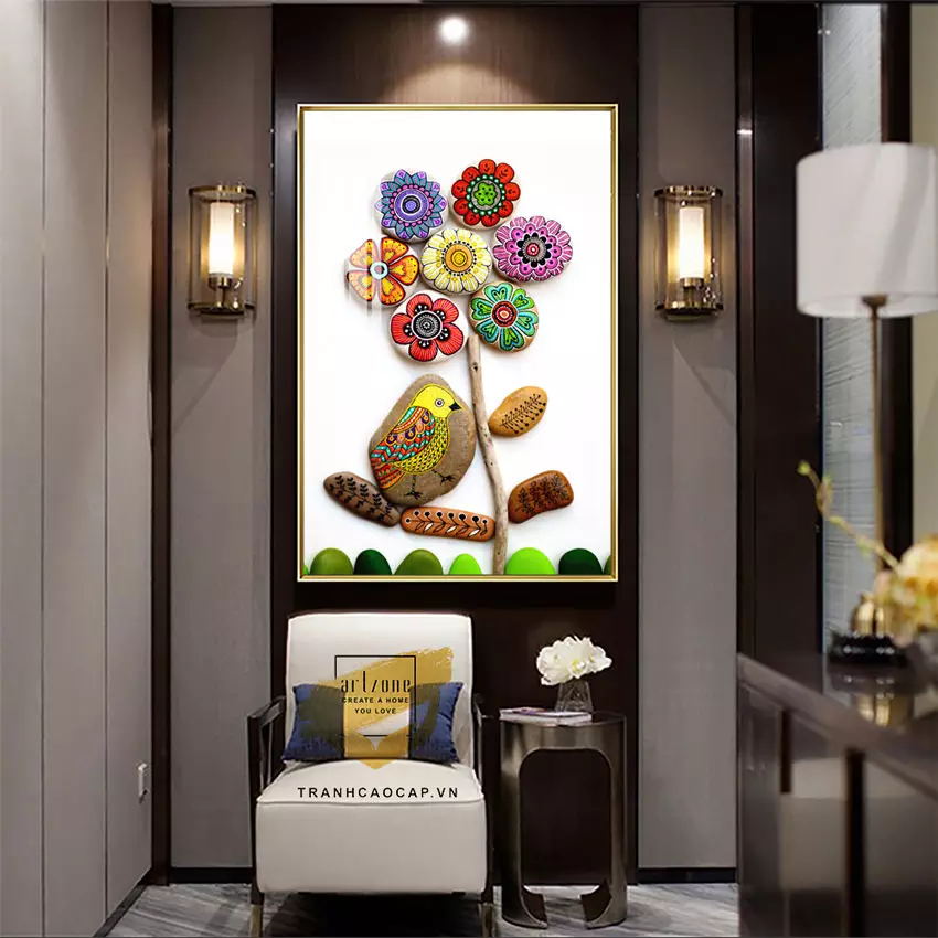 Kết hợp tranh mica với đồ trang trí
