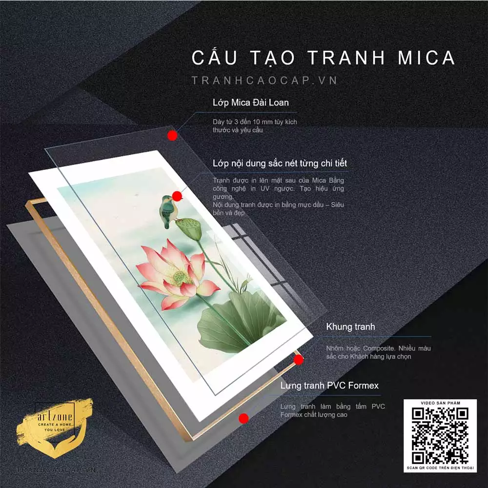 Tranh hoa sen mica treo tường phòng khách