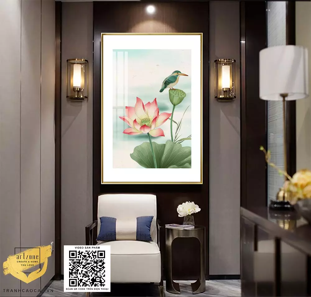 Ý nghĩa phong thủy của tranh hoa sen mica