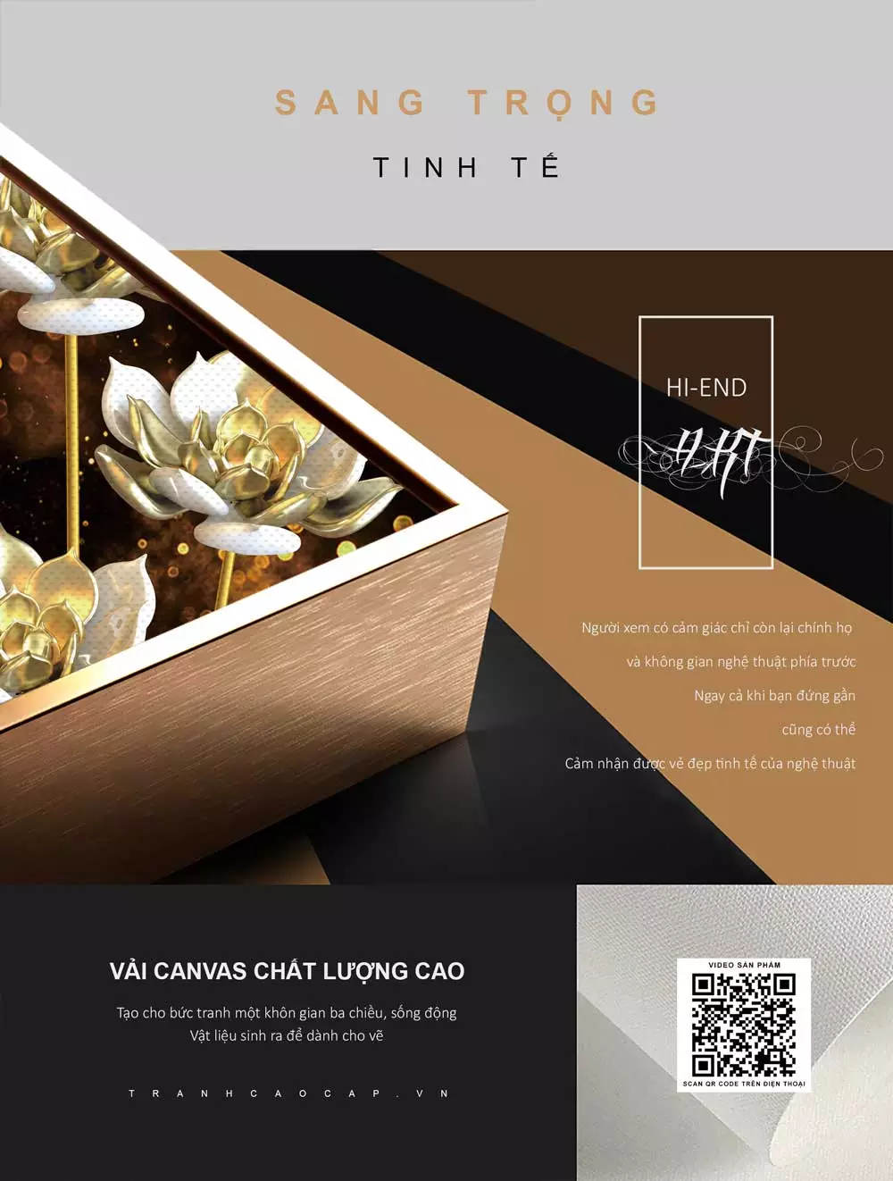 Chi tiết tranh hoa sen vàng 3D chất liệu mica