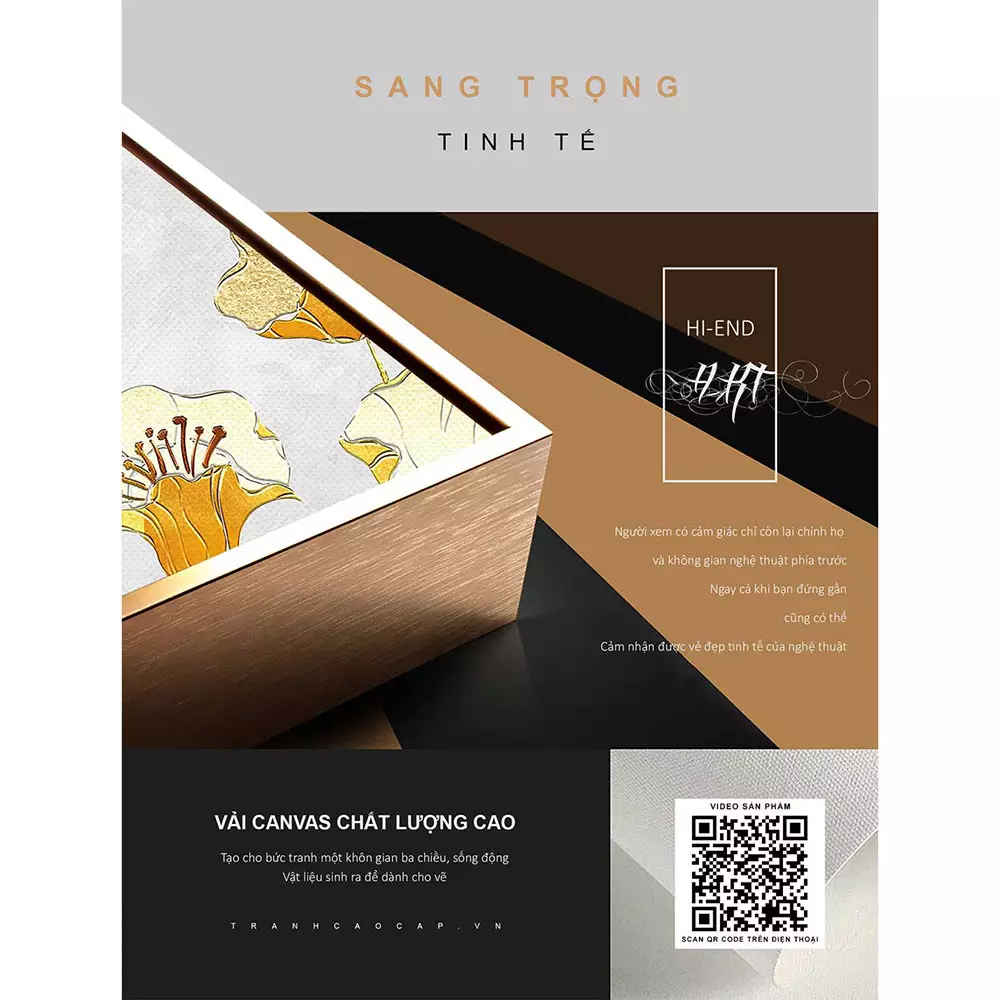 Tranh hoa sen vàng trừu tượng chất liệu mica cao cấp