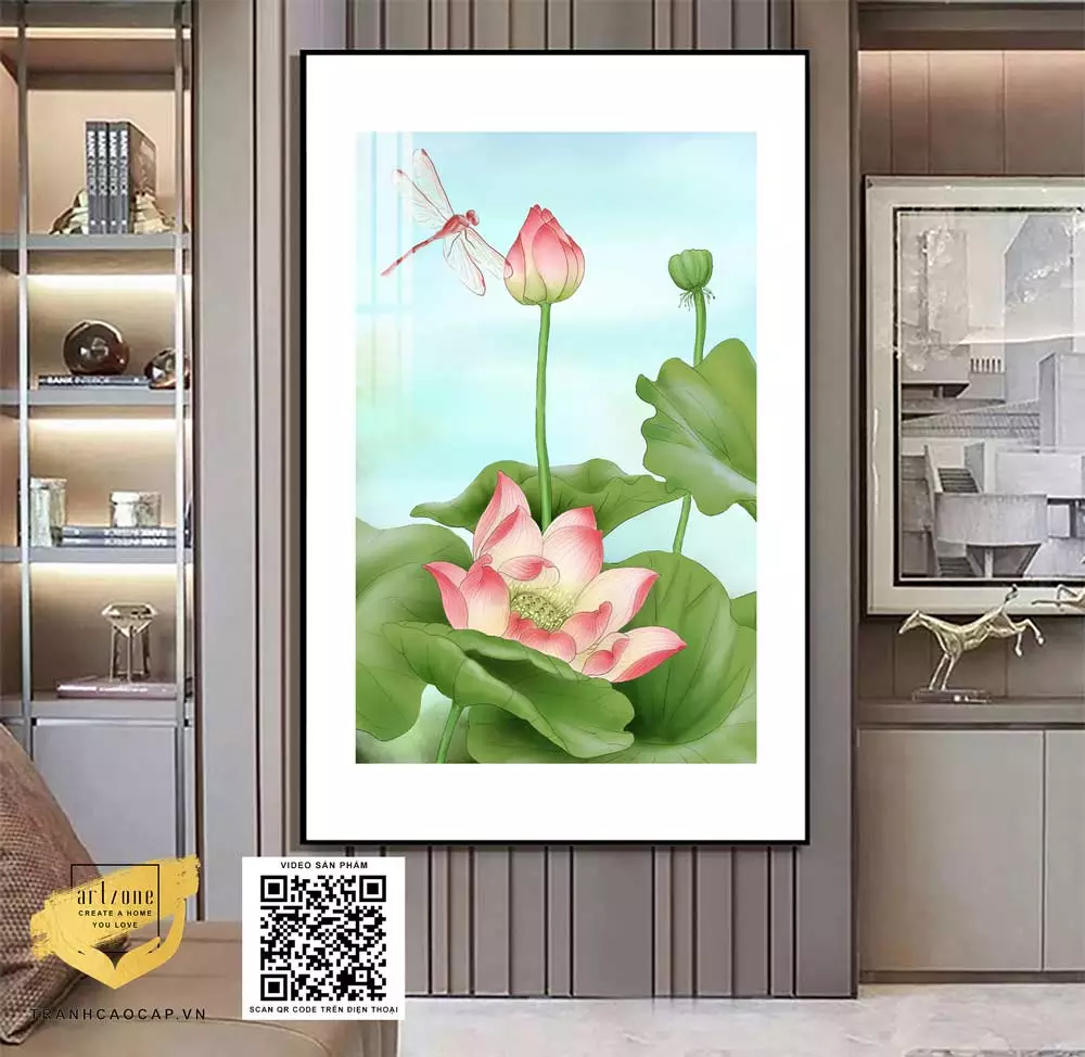 Tranh hoa sen mica nghệ thuật