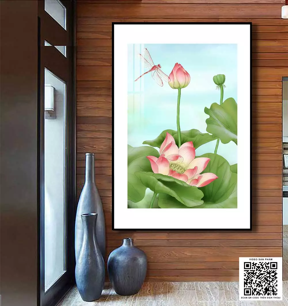 Tranh hoa sen mica phòng ngủ