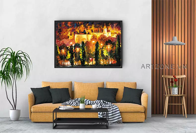 Bức tranh 'Hồi sinh của lâu đài huyền thoại' mang đến sự cân bằng và hài hòa cho không gian sống
