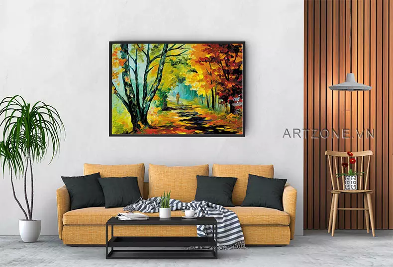 Vị trí treo tranh lý tưởng là ngang tầm mắt