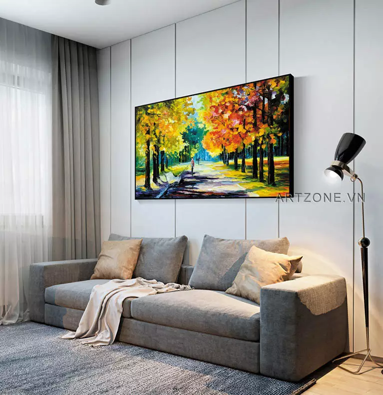 Tranh sơn dầu Hà Nội buổi sáng trên lối nhỏ bình yên, vẻ đẹp vượt thời gian