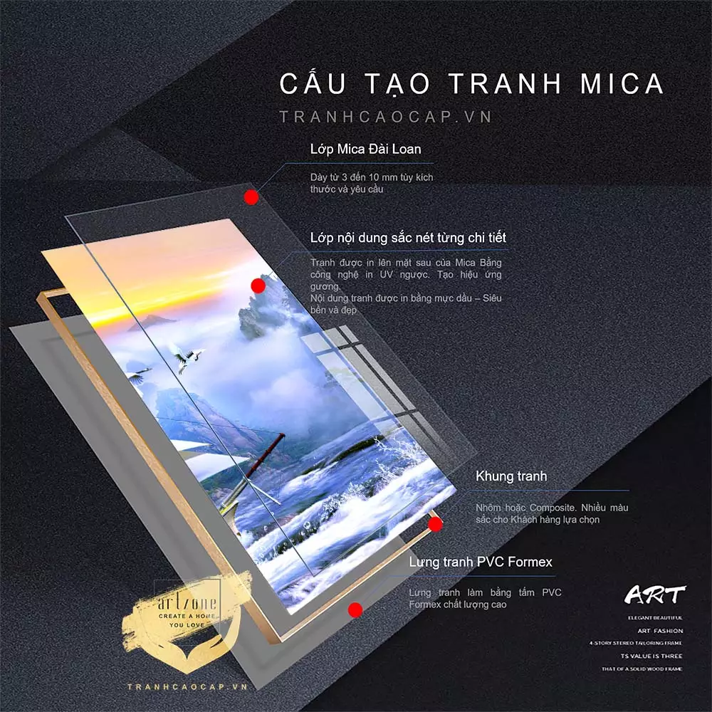 Tranh nghệ thuật Mica cho không gian phòng khách