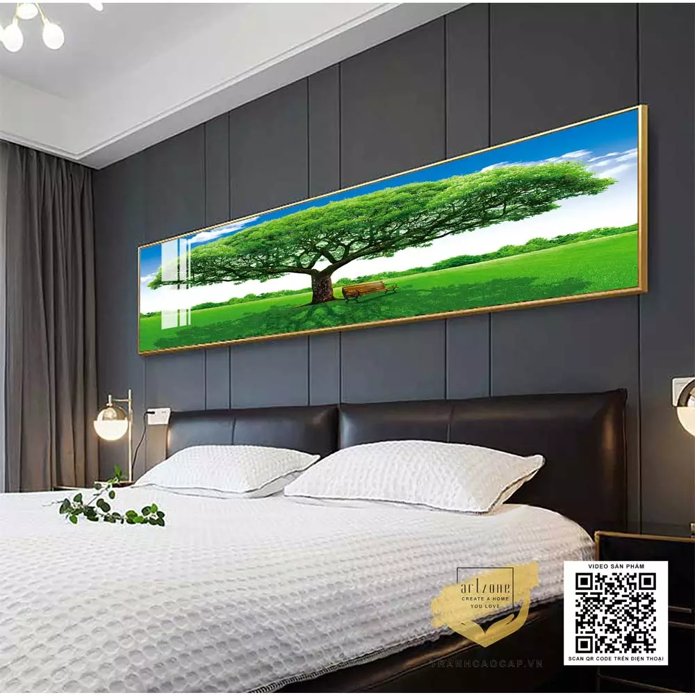 Chất liệu Mica mang đến vẻ đẹp sang trọng cho tranh treo phòng ngủ